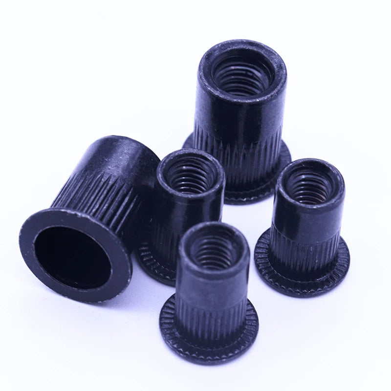 China Factory High Quality OEM Blacken Knurled Flat Head Rivet Nut Stainless Steel