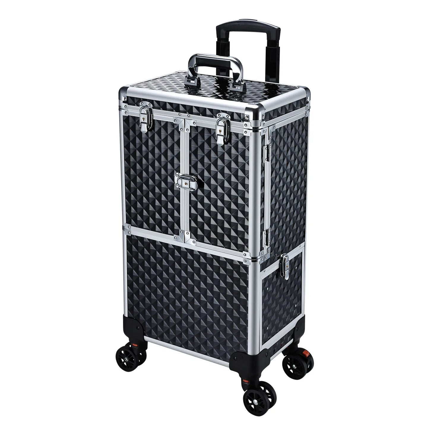 Professional Hairdresser Multi-Function Makeup Case Portable Large Capacity Trolley Case Open Closure Drawer Extendable Tray