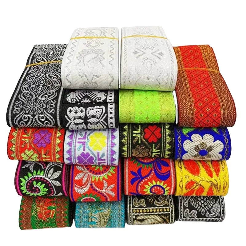 5cm Curtain Sewing Material Clothes Accessories Flower Pattern Jacquard Lace Ribbon Costume Textile Ethnic Edge Webbing Trims