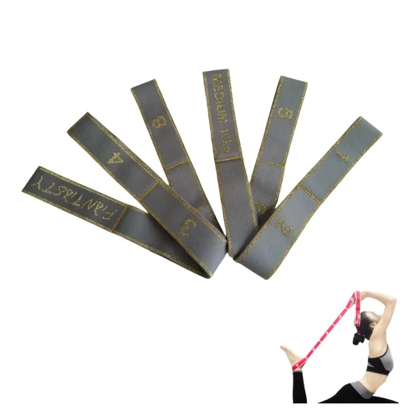 Yoga Strap Elastic Fitness Belt Spandex/Polyester Resistance Stretching Band 8 Loops Medium Tension Unisex for Splits Home
