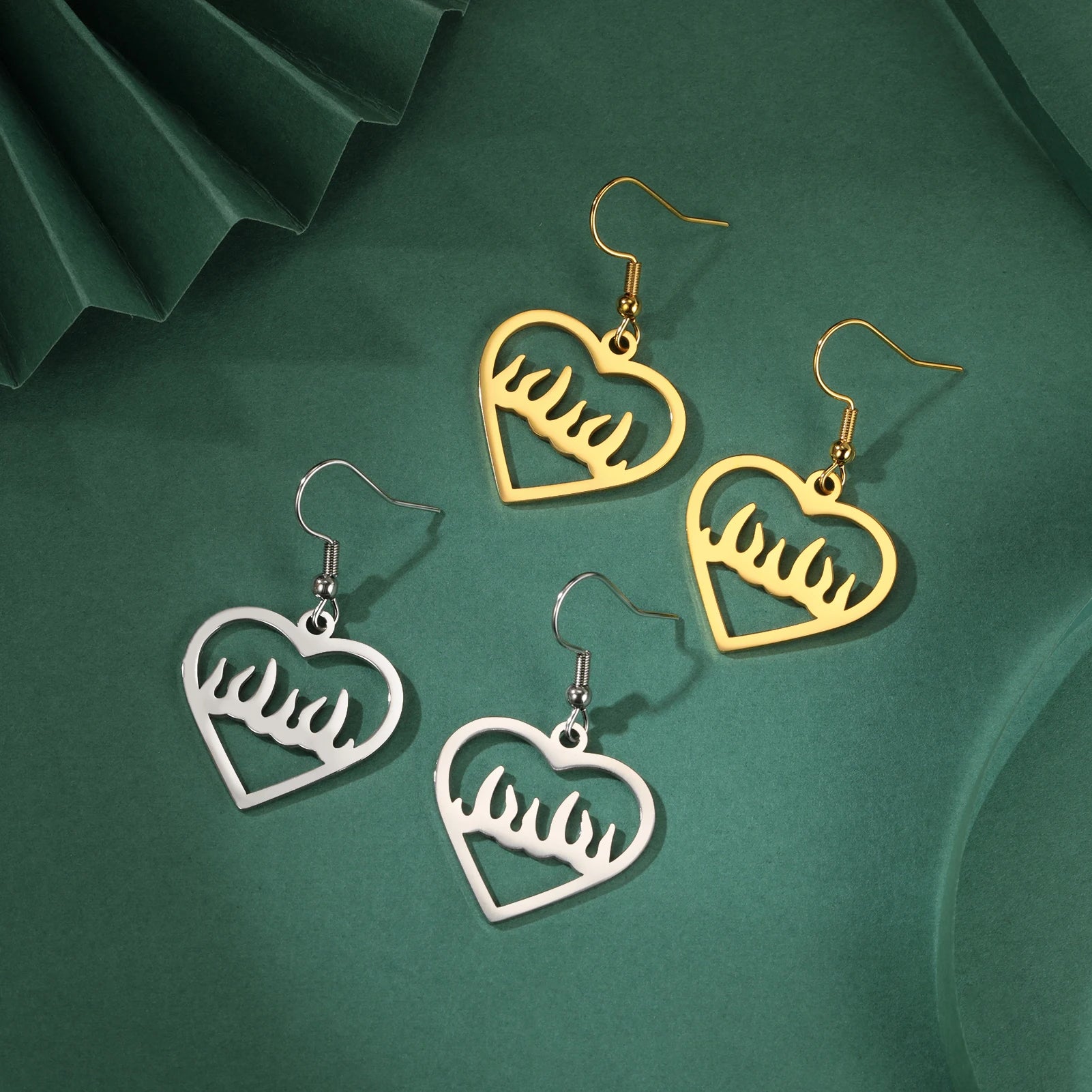 Love and Fire Stainless Steel Earrings 18K Gold Fine Jewelry Earrings for Women