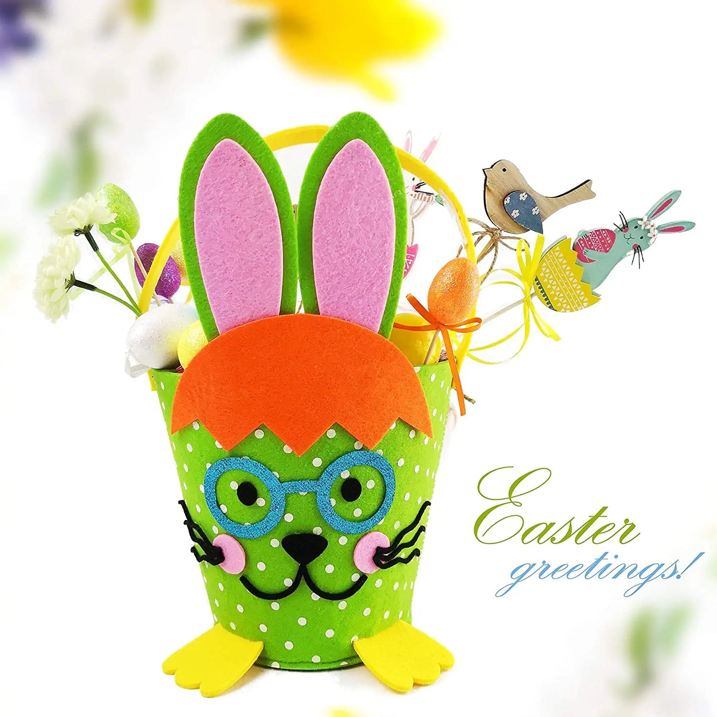 Hot Selling Easter Felt Basket for Kids Easter Egg Hunting Party Favors Easter Bucket