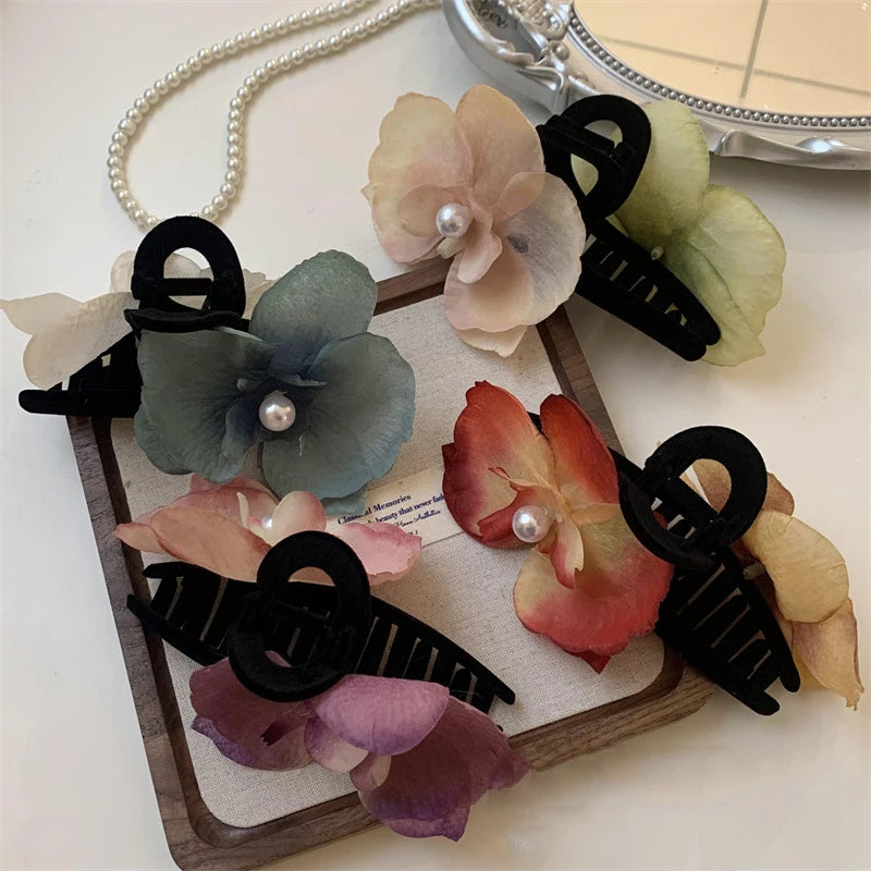 Phalaenopsis Flower Harirpin Female Super Immortal Purple Side Hair Clip Back Head Spoon Shark Clip Headpiece Hair Clip