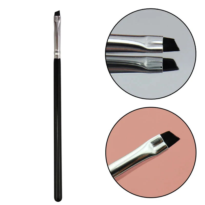Perfect Professional Private Label Round Flat Angled Slanted Defining Eyebrow Brush Fine Tinting Henna Brow Brushes With Logo