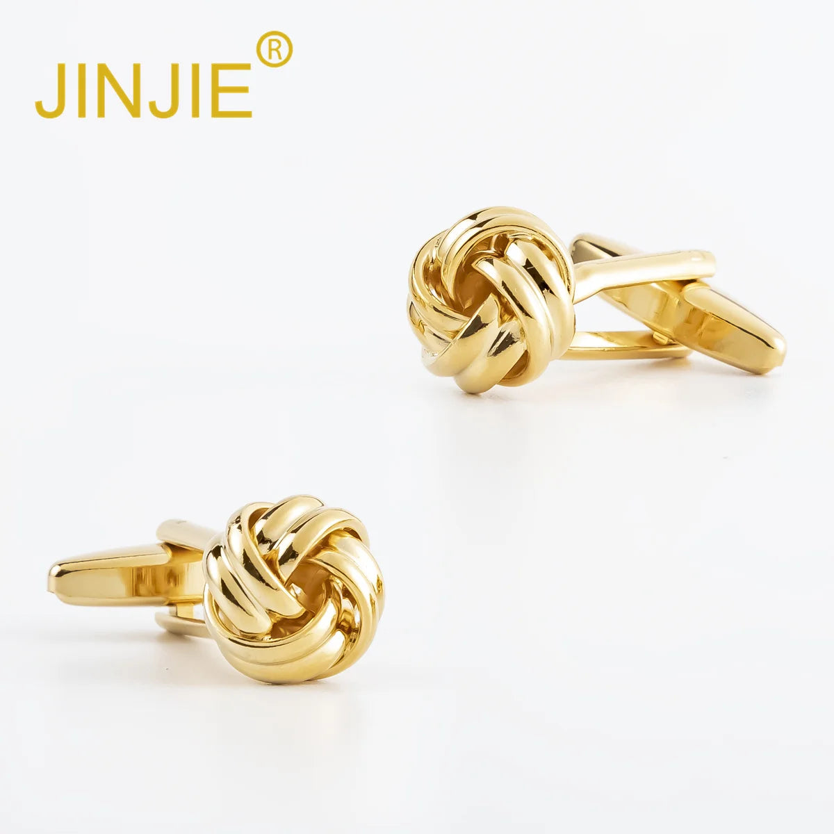 JINJIE Classic Fashion Personalized Designer Metal Brass Knot Cuff Links for Men Shirts