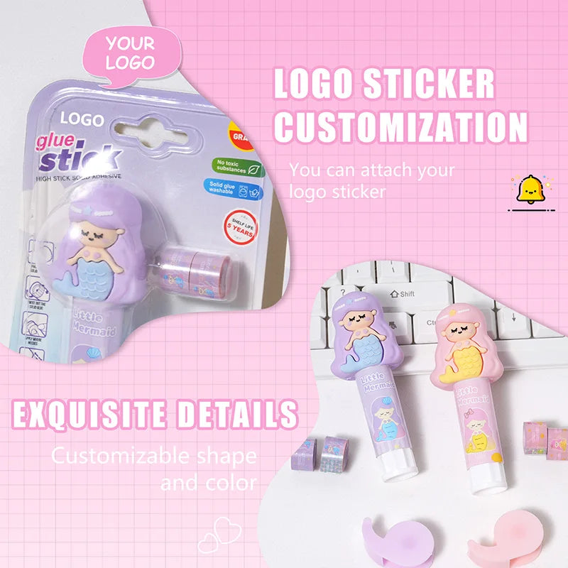 Mermaid Solid Glue & Mini Tape Blister Pack (Pink/Purple Assortment)