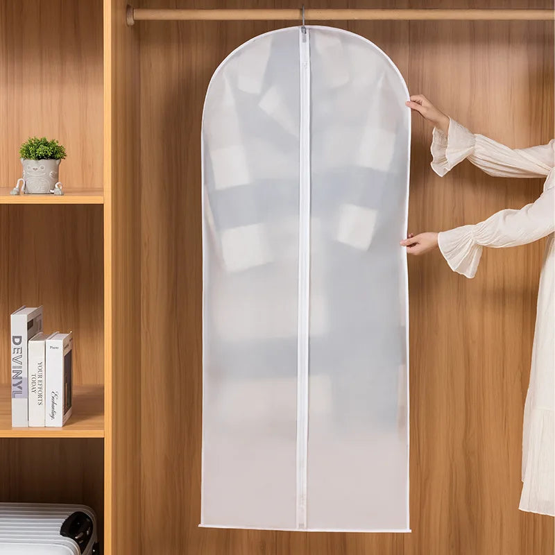 1PC Hanging Clothes Dust Cover Wedding Dress Suit Coat Storage Bag Garment Bags Wardrobe Hanging Clothing Organizers