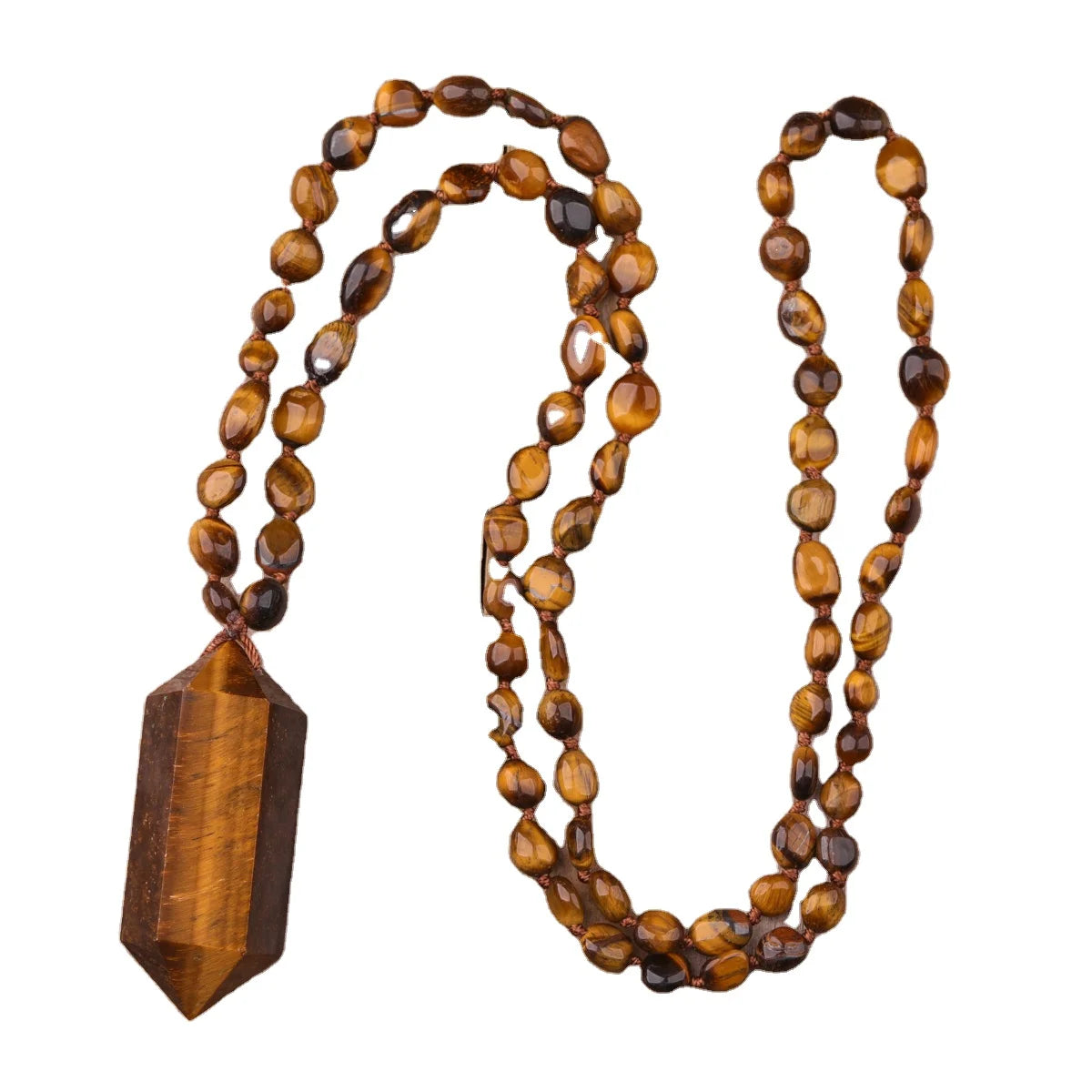 Tiger Eye Mala Necklace for Unisex Gift  Healing Energy Chakra Handmade Double Point Pendant Necklaces
