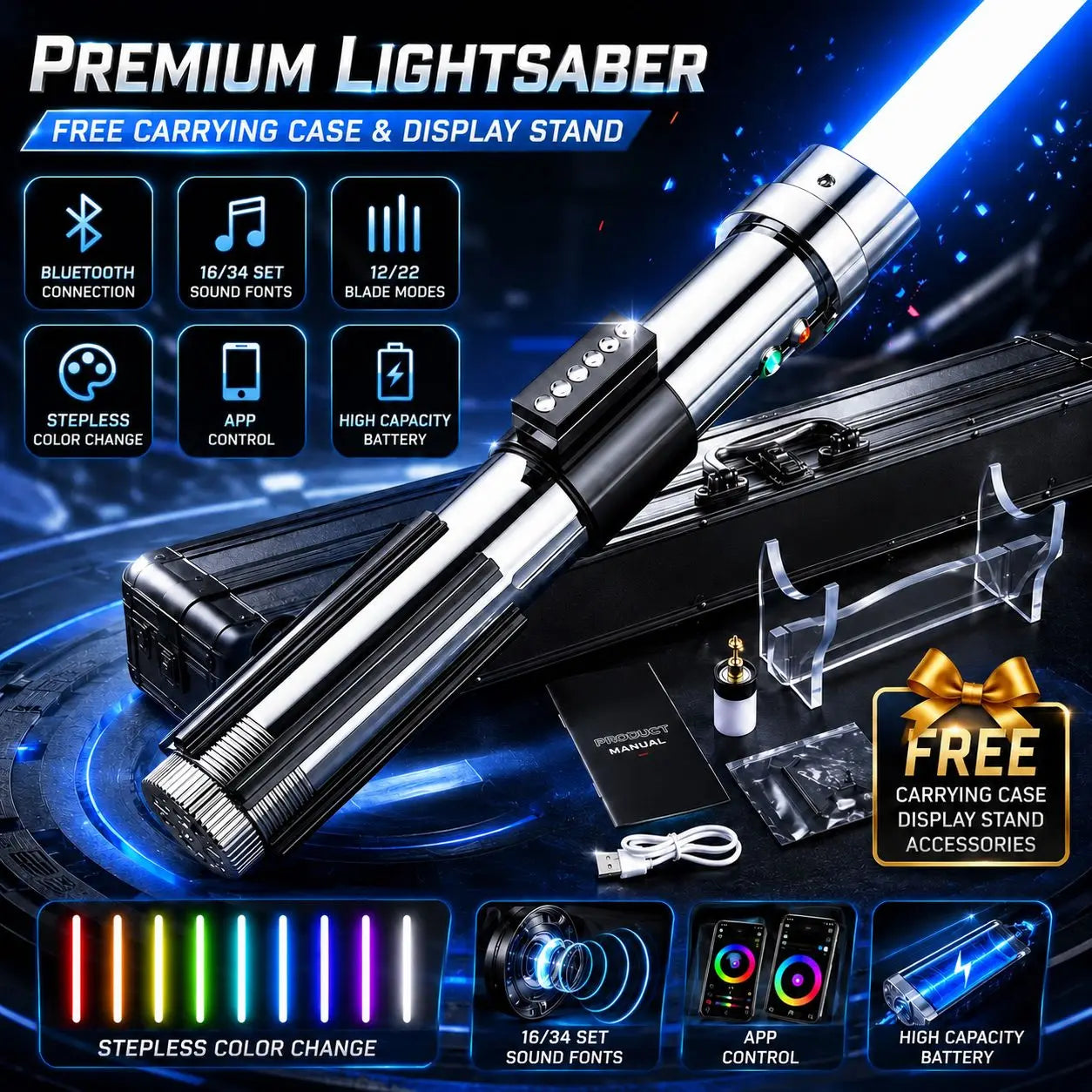 Anakin Skywalker EP2 Lightsaber Metal Hilt Xeno4.0 Pixel 34 Sets Sound Fonts Smooth Swing Heavy Dueling Laser Sword Toy for G
