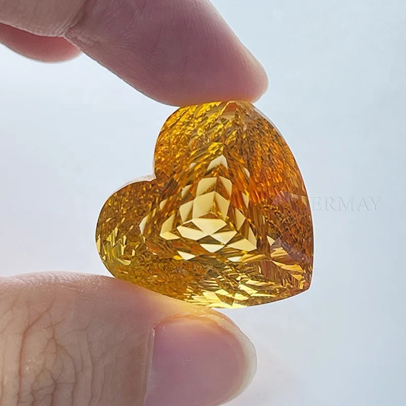 Natural Citrine Cushion Octagonal Heart Brilliant Cut Golden Yellow Loose Gemstone With GRC Certificate Ready to Ship