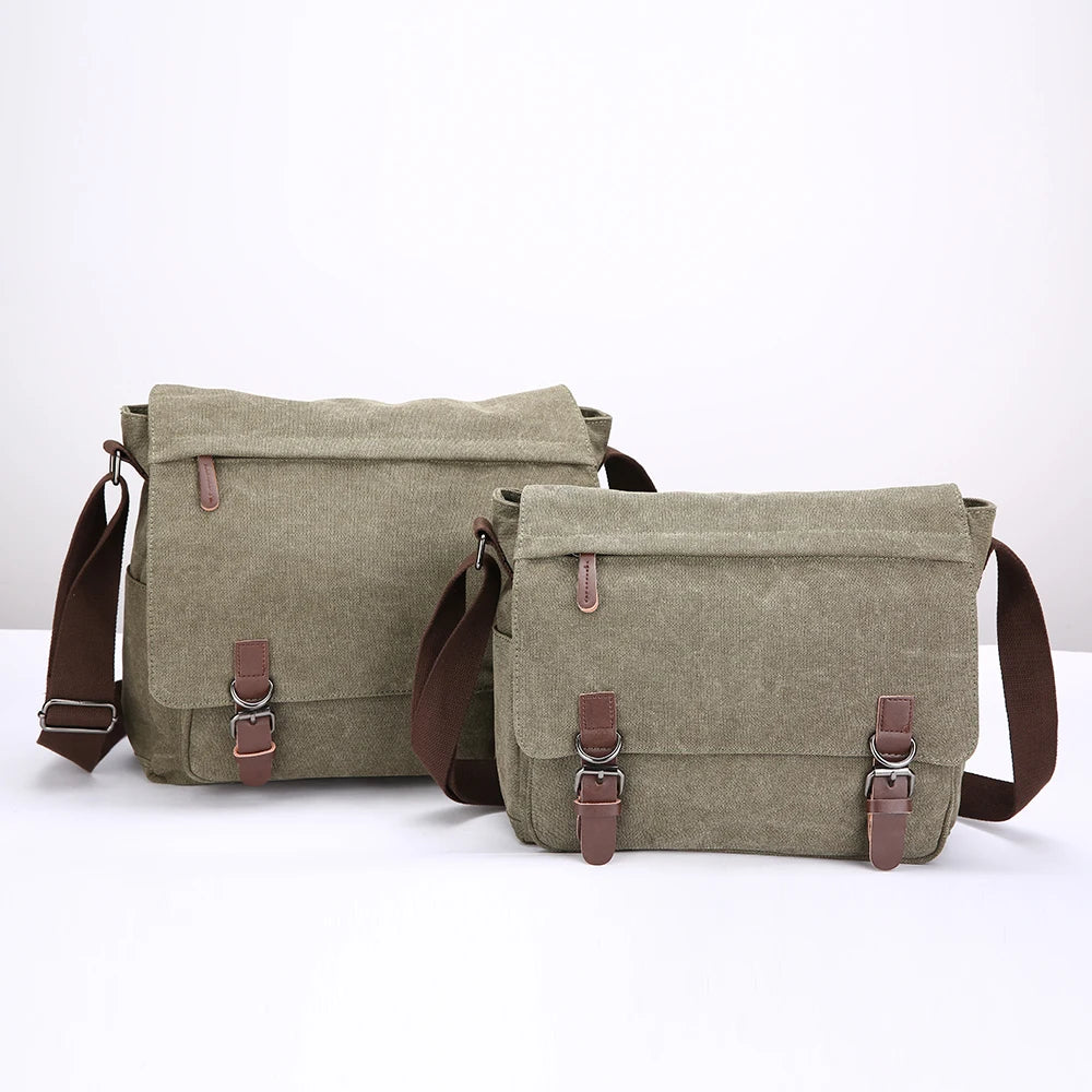 ZUOLUNDUO Men's Vintage Style Messenger Laptop Bag Leather and Canvas with Letter Decoration