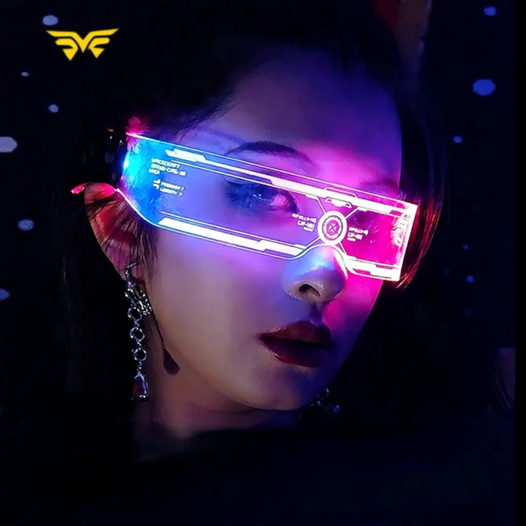 High Technology Cyberpunk Led Visor Rave Glasses Light up Glasses Multi Color LED Flashing Glasses for Party
