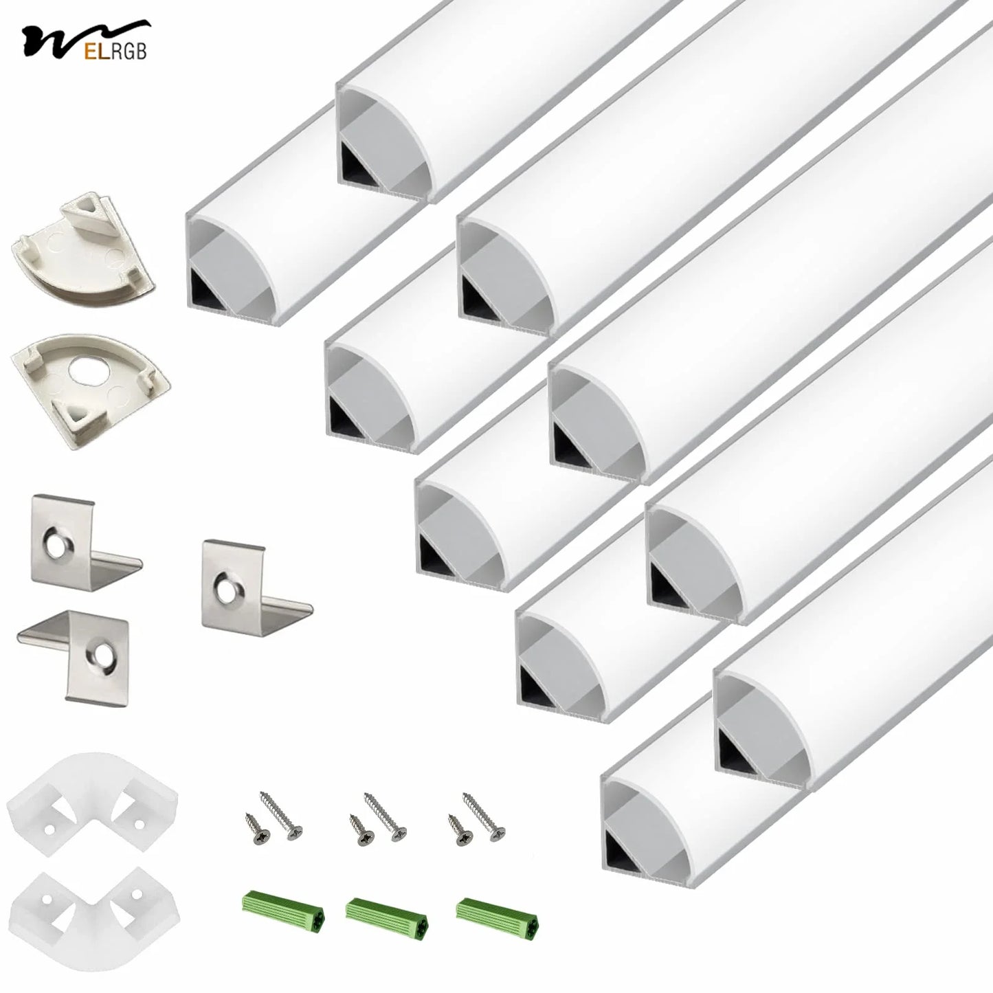 WELRGB WE-STR-P-005 10-Pack 3.3FT 1Meter V Shape LED Strip Aluminum Channel Diffuser System Indoor Use 3-Year Warranty