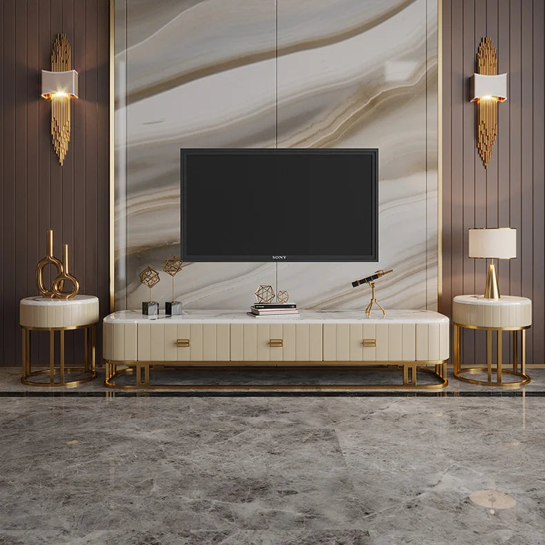 Post Modern Luxury Metal TV Cabinet Living Room Furniture Minimalist Design Storable TV Console Stand for Bedroom Hospital Us