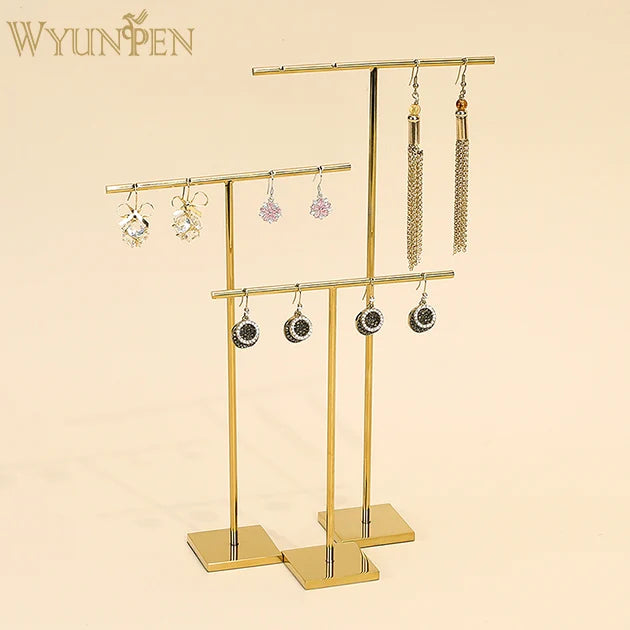 Metal T bar Earring Display Stand Earring Holder Jewellery Necklace Display Stand Set for Window Counter