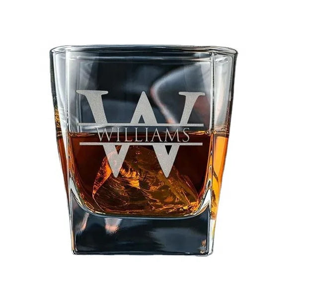 Custom Engraved 310ml Old Fashioned Whiskey Glass Set 6 Modern Square Clear Whiskey Cups for Bar Beer Glasses Wine Usage