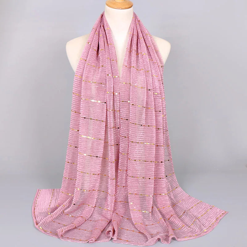 Wholesale Glitter Malaysian Middle East Scarfs Lurex Muslim Shimmer Hijab Popular Lady Scarfs