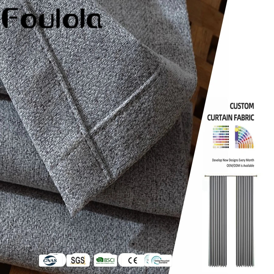 Ready Stock All Our Website Factory Supply Designs Linen Blackout Curtain Fabric  with Window