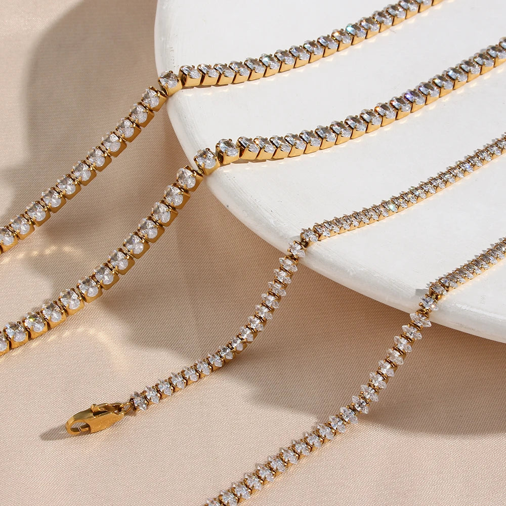 Dreamshow Shining Zircon Frosty Tennis Zircon Necklace Chokers for Women Necklace Jewelry Bridal Jewelry