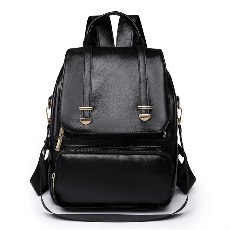 Customised Cheap Faux Leather Backpack for School Girls PU Material with Polyester Lining and Zipper Closure