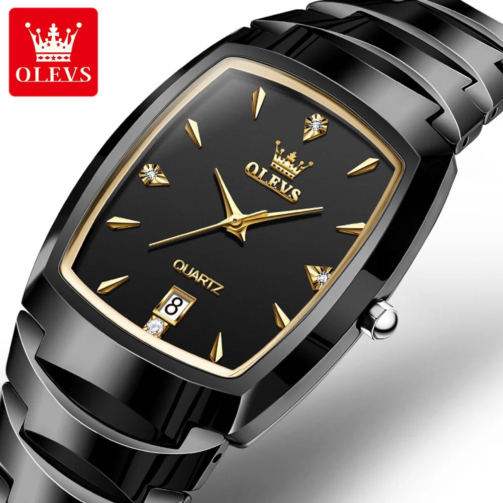 OLEVS 7006  Watch Men Women Black Quartz Watch Classic Unisex Stainless Steel Lover's Wrist Watches