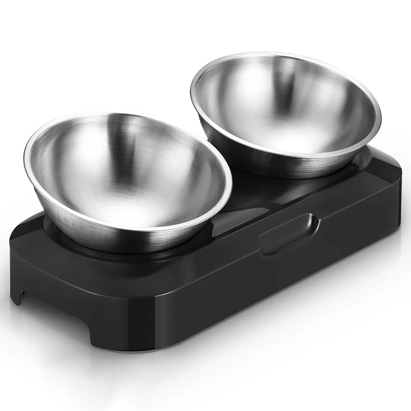 2026 Stainless Steel Pet Bowl Cat Double Bowls With Raised Stand Non-slip Cat Food Water Dog Bowls Neck Care Dog Feeder