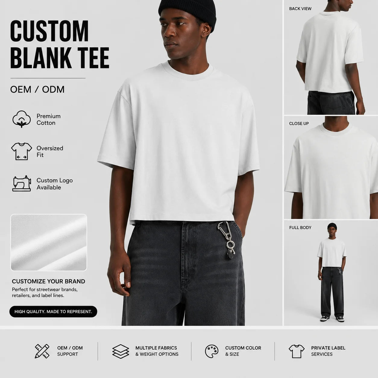Custom Logo Boxy Fit Men's Tshirt 100 Cotton 260gsm CrewNeck Drop Shoulder Oversized Streetwear T-Shirts For Men Premium Top