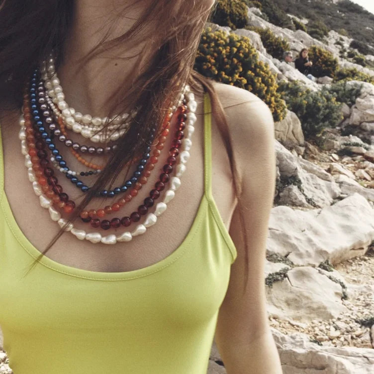 Newest ZA Multi Layers Pearl Beaded Necklace for Women Fashion Trend Party Dinner Jewelry Accessories