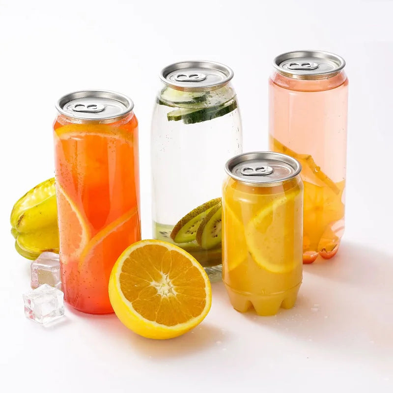 Cheap Price Transparent PET Plastic Drink Jar 200ml/300ml/400ml Beverages Can Juice Carbonated Drinks Packaged Food Outdoor