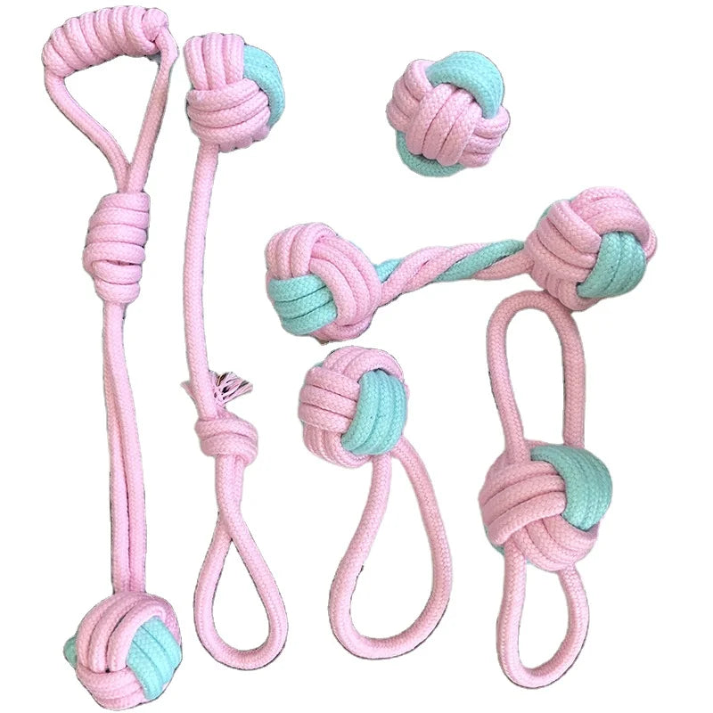 Dog Toys Treat Balls Interactive Hemp Rope Rubber Leaking Balls for Small Dogs Chewing Bite Resistant Toys Pet Tooth Cleaning
