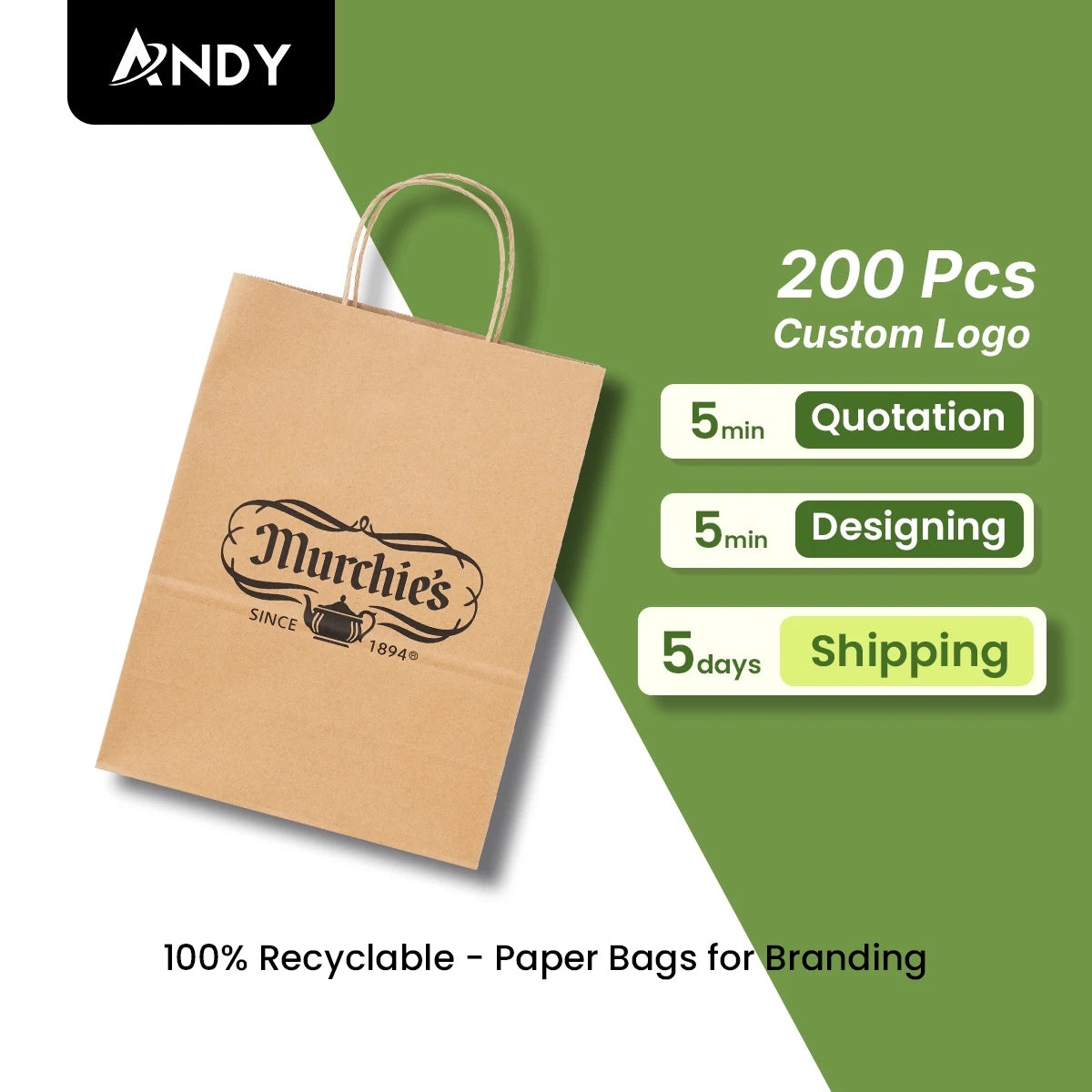 China Manufacturer's Luxury Brand Clothing Gift Packing Custom Print Small Green Black Paper Shopping Bags with Your Own Logo