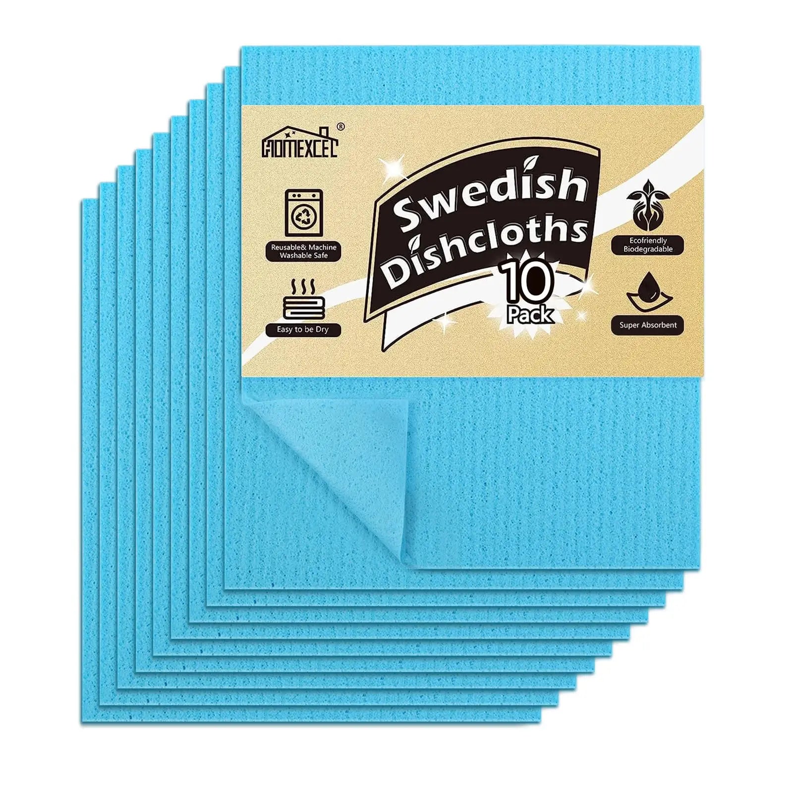 Highly Absorbent Swedish Microfiber Dish Clothes Reusable Sponge Cloth for Kitchen Counters & Dish Washing