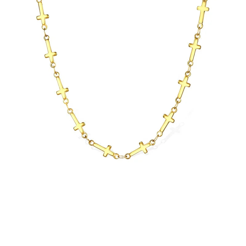 Milskye Fashion Brilliant Fine Jewelry for Women 925 Silver 18k Gold Vintage Cross Choker Necklace