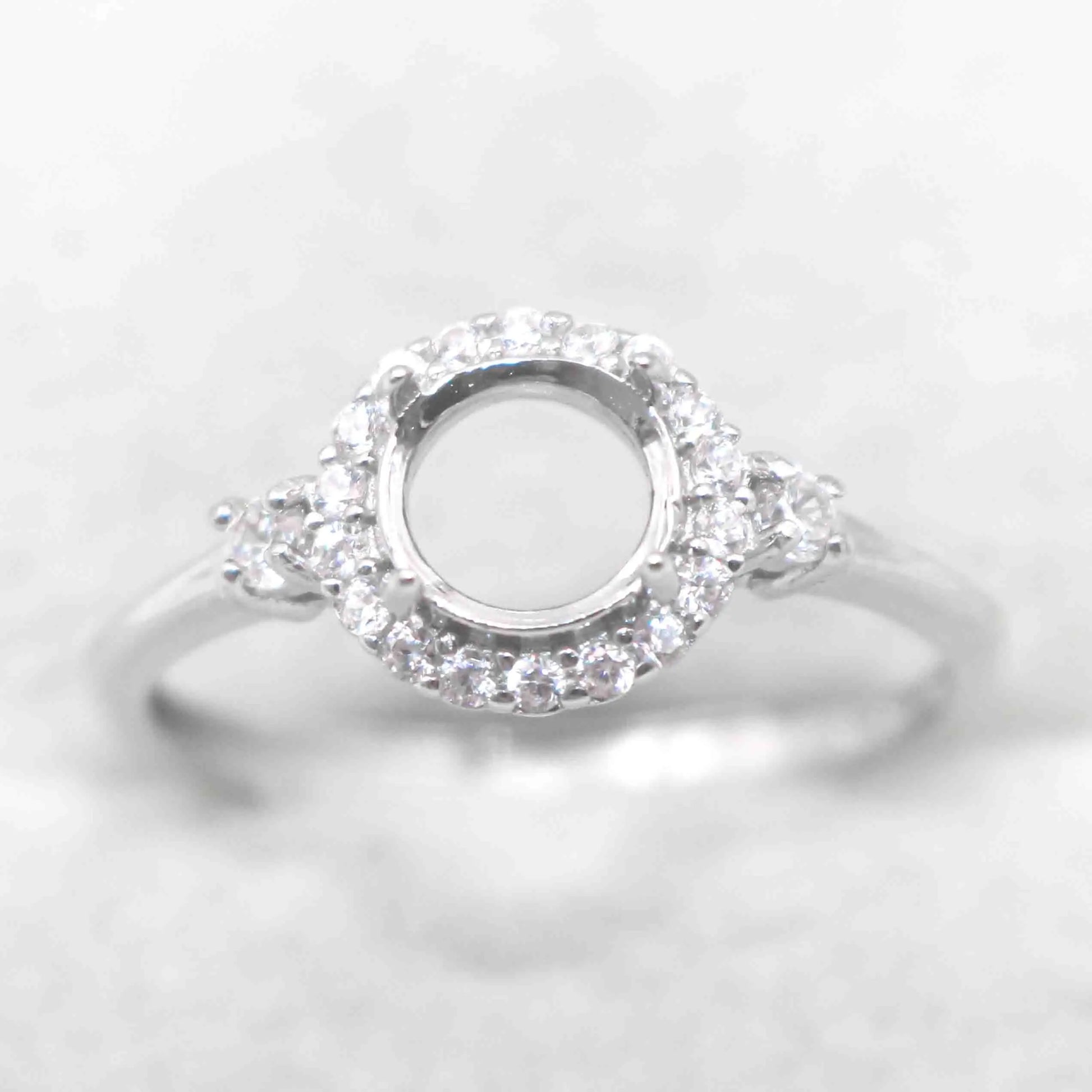 Sterling Silver 5mm/6mm/7mm Semi Mount Ring Frame Empty Blank Support Claws Setting S925 Base Without Center Stone for Inlay 