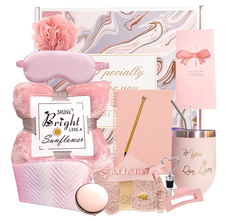 2024 Top Products pink Souvenirs Gift for Wedding with Blanket Cosmetic Bag Sleep Eye Mask Custom logo Items Get Well Soon Gi