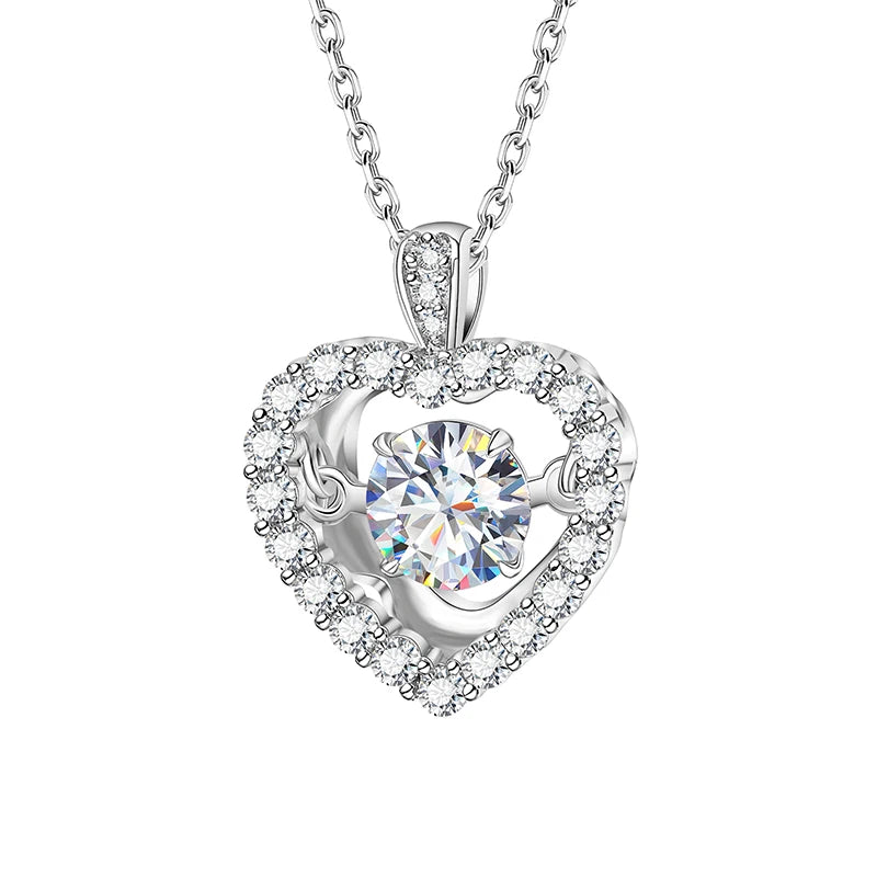 Heart-shaped Smart Design VVS 1ct Round Cut Flower Pendant Silver 925 Moissanite Necklace