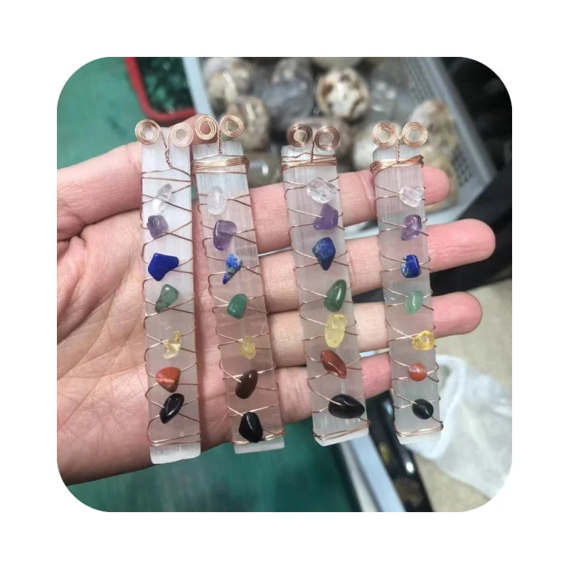 Wholesale Natural 7 Chakra Energy Healing Selenite Chakra Spiritual Semi-Precious Stone Seven Chakra Sticks Stone for Fengshu