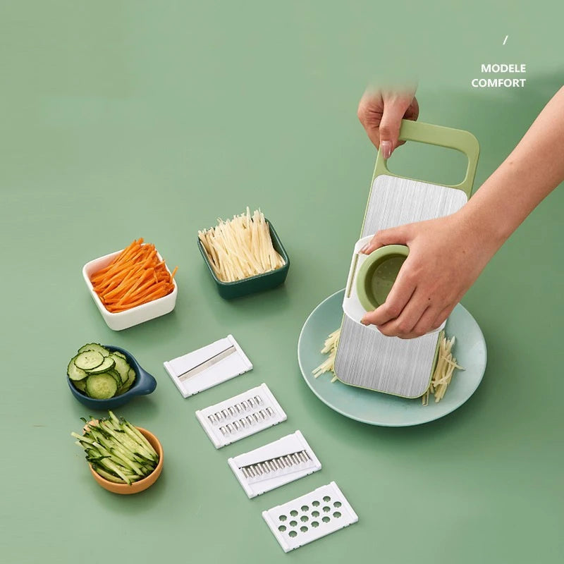 Household Kitchen Tool Stainless Steel 5 in 1 Vegetable Slicer Adjustable Blade Switch Multifunct Food Cutter