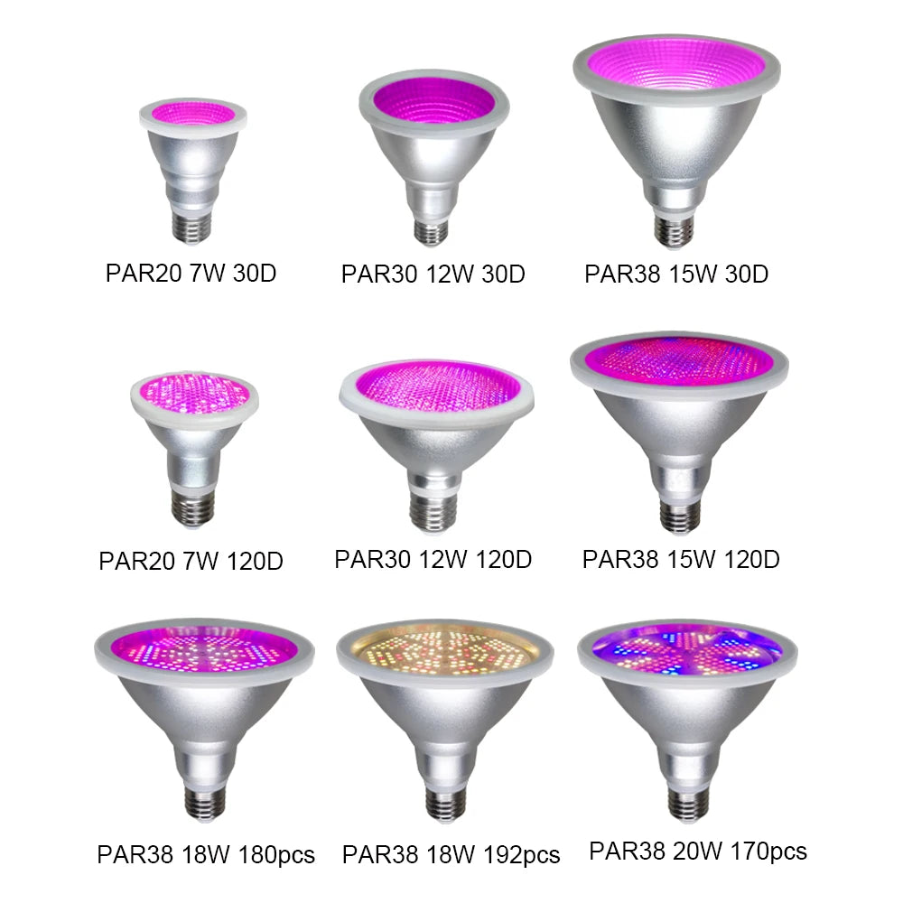 Liweida 12 Volt Led Grow Lights Par20 Par30 Par38 Spot Plant Lamp Full Spectrum Ip65 Bulb for Indoor Plants