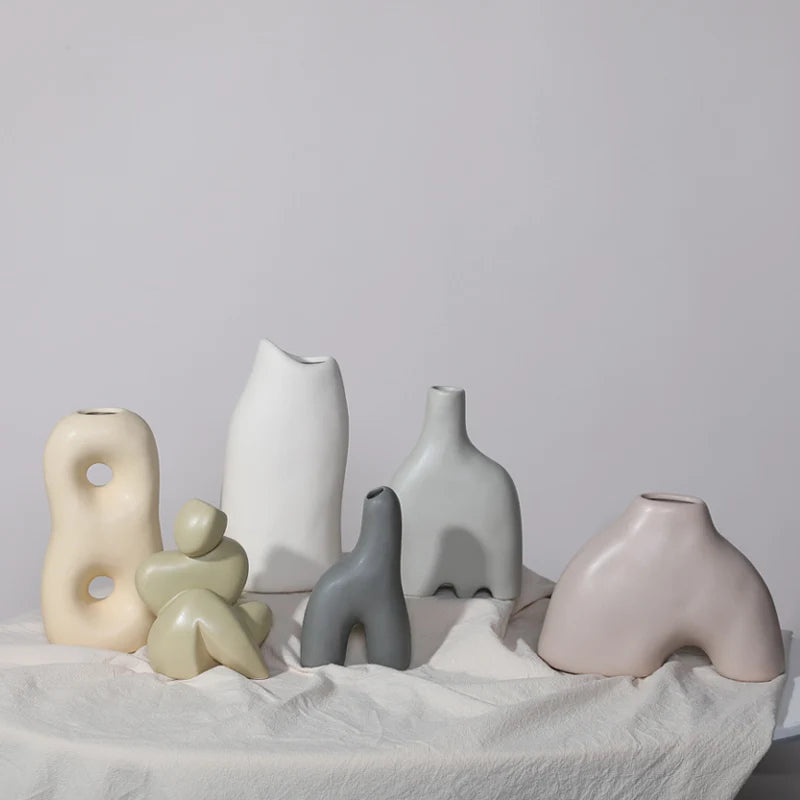 New Design Modern Wedding Centerpiece Decorative Nordic Modern Porcelain Flower Vases Matt Desktop Small Vase Vases for Decor