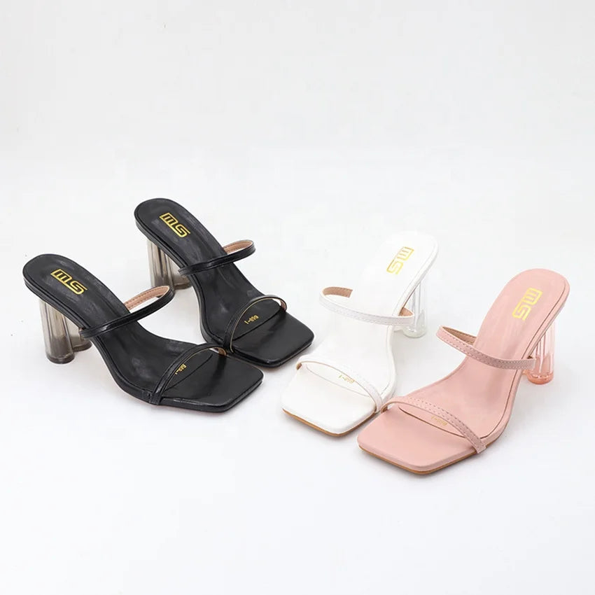 Y 9cm Versatile Open Square-toe Heeled Sandals for Women the New Summer Special-shaped Ladies Heels Shoes