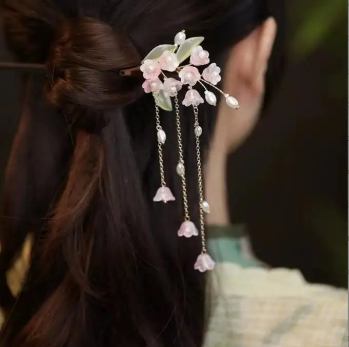 Vintage Chinese Ancient Wooden Hairpin Hair Sticks Hairpin Cheongsam Hanfu Tassels Headdress Hair Chopsticks