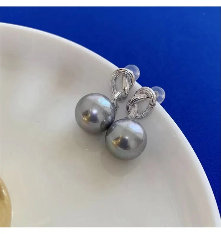 E2224 11-12mm DIY Natural Freshwater Pearl Charm Earrings Mounting Accessory 925 Sterling Silver Gold Plated  Jewelry for Wom