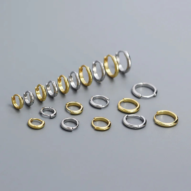 Wholesale Fashion Jewelry 925 Sterling Silver Simple Round Hoop Earring Gold Plated Huggie Hoop Earrings Women