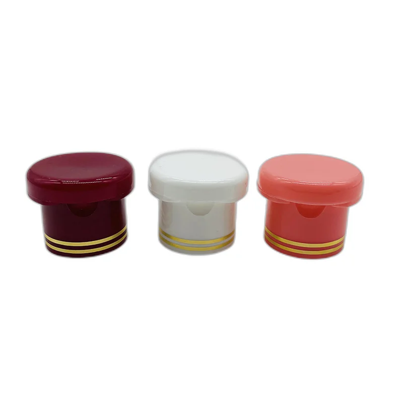 24mm 28mm PP Plastic Butterfly Flip Top Cap Non-Spill Smooth Pink Red White Double Gold Ring for Bottles Custom Orders Accept