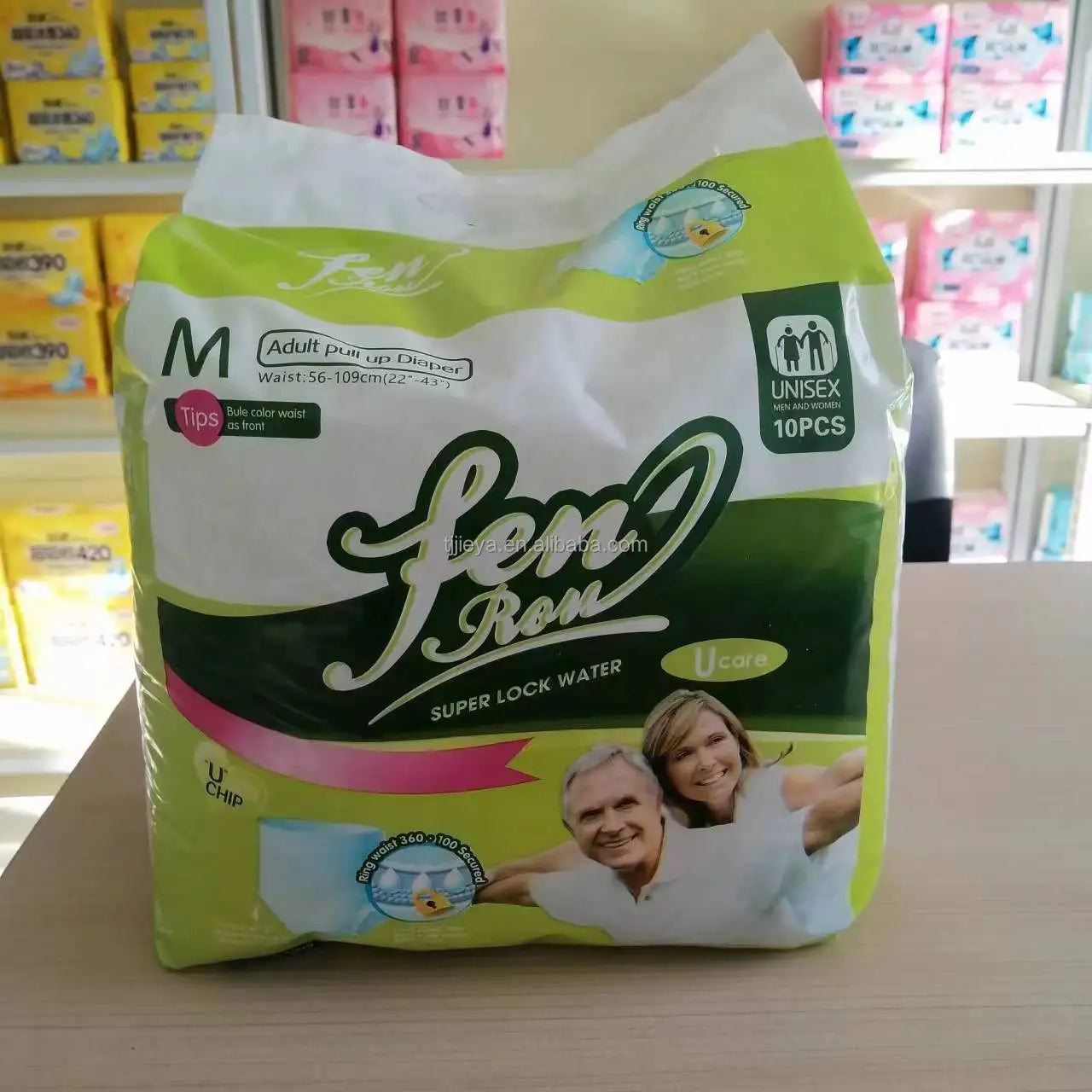 Incontinence Protective Disposable Adult Diaper Panty Printed Design 3D Leak Prevention Dry Surface Absorption-Free Sample
