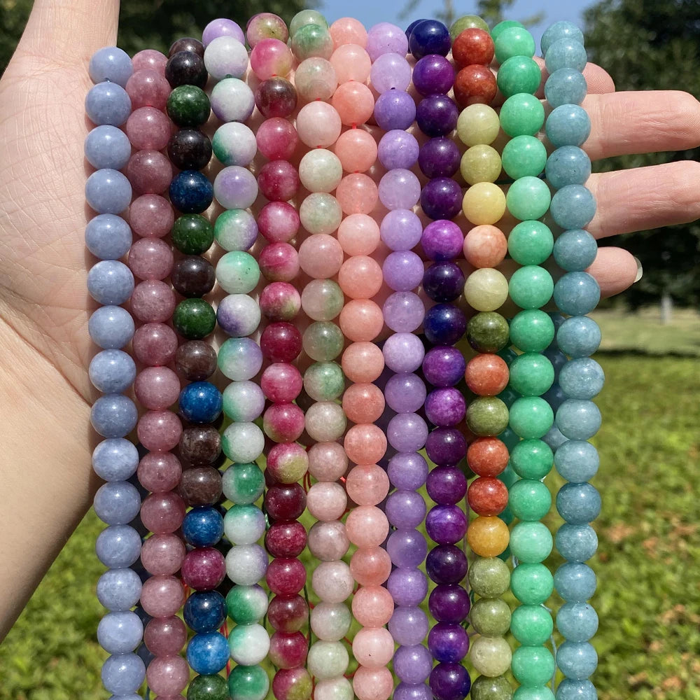 6/8/10/12mm Hot Natural Stone Round Beads Tourmaline Amazonite Loose Beads Jewelry Making DIY Bracelet Necklace 15inch