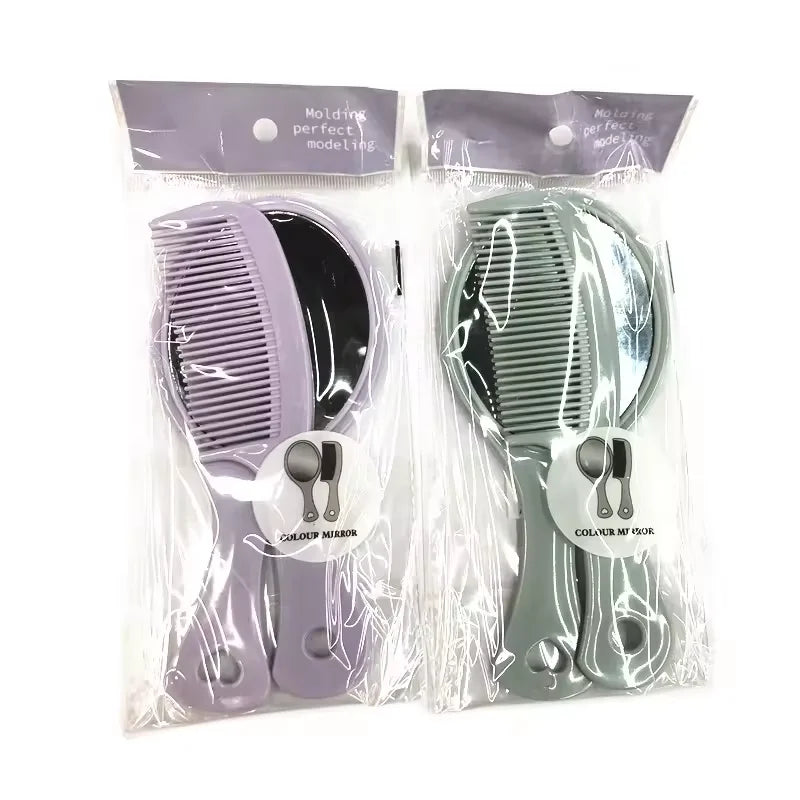 BL 2 in 1 Makeup Mirror Handled Comb Portable Mirror Plastic Wide Tooth Comb Factory Prices Customised Hand Mirror Comb Sets