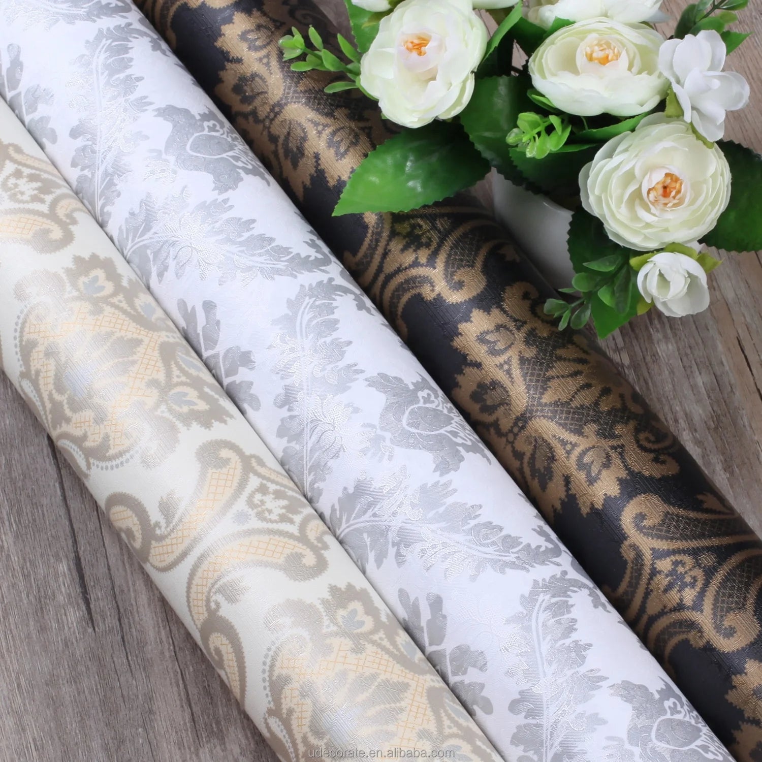 UDK Modern Waterproof Self-adhesive PVC Wallpaper Botanical Pattern for Living Room Entertainment Household Use 5-Year Warran