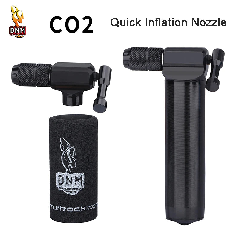 DNM Portable Bicycle Pump with High Pressure CO2 Gas Cylinder Fast Inflation Nozzle Inner Tube